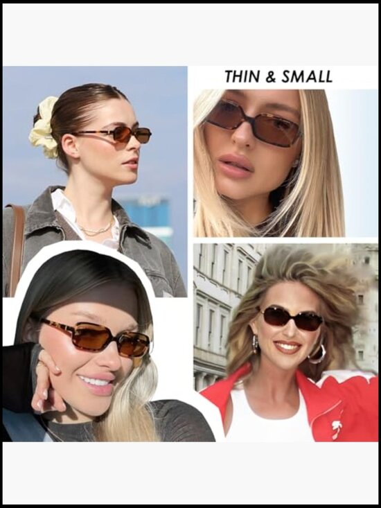 Retro Narrow Rectangle Sunglasses with UV400 Protection